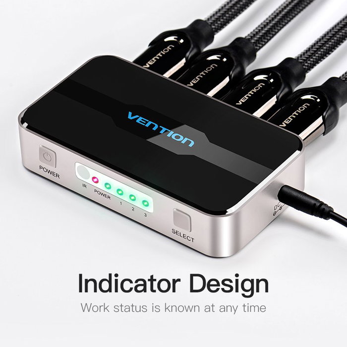 Vention Duplicador HDMI AFFH0 4x HDMI Hembra a HDMI Macho Gris Vention Duplicador HDMI AFFH0 4x HDMI Hembra a HDMI Macho Gris